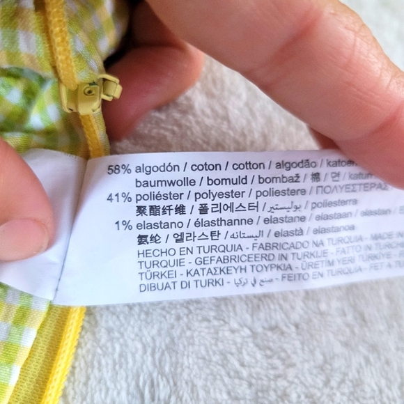 Zara NEW Lime Yellow Gingham Plaid Crop Bubble Sleeves Checkered Knot Zipper - Picture 7 of 15